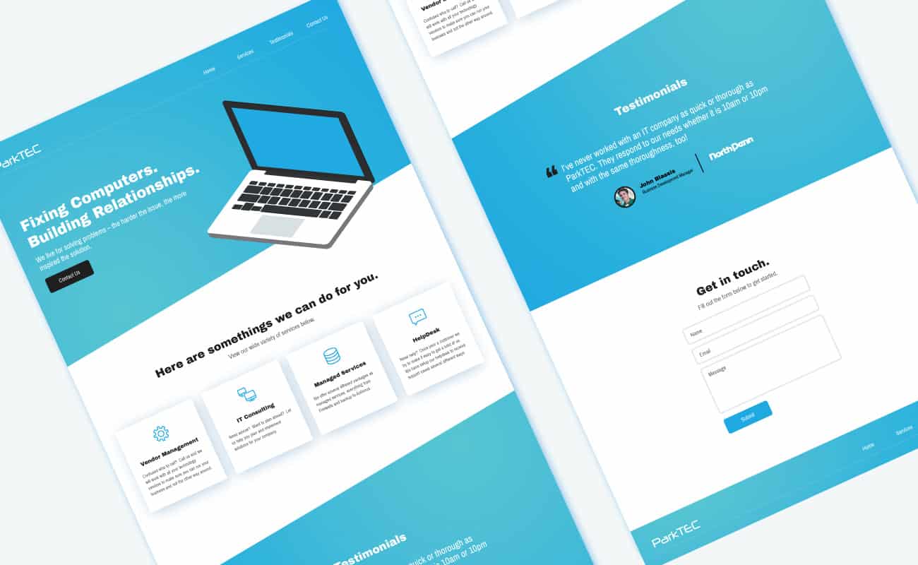 ParkTec LLC Slanted Website Layout